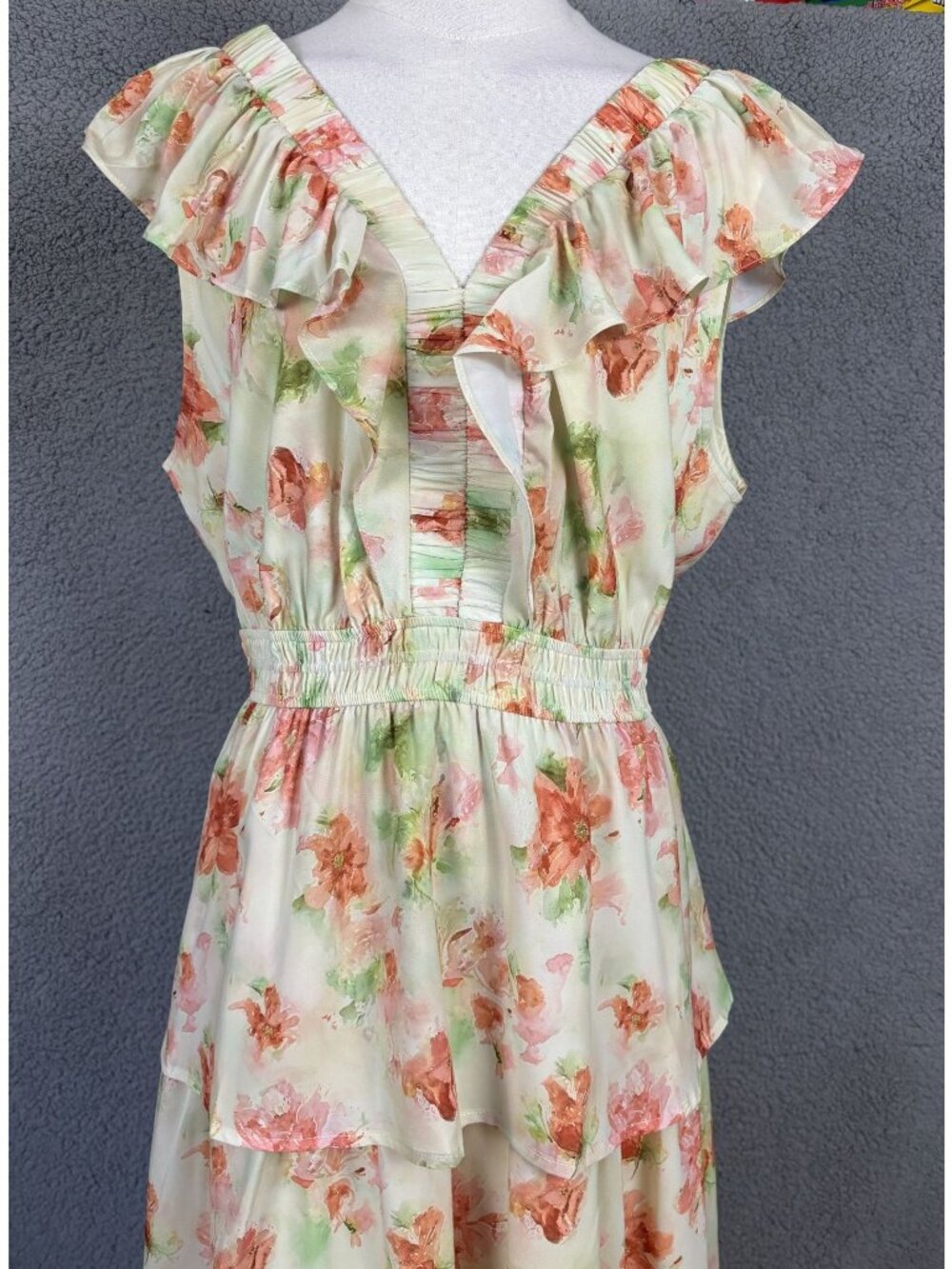 Grace Karin Women's Summer Floral Ruffle Tiered Midi Dress Multi  Size XL NWT's. - Picture 2 of 8